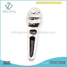 Hign qualidade liga de zinco microfone logo charme para locket flutuante